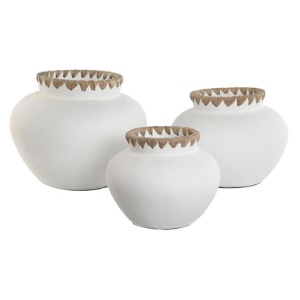 JARRON SET 3 TERRACOTA FIBRA 33X33X27 HECHO A MANO