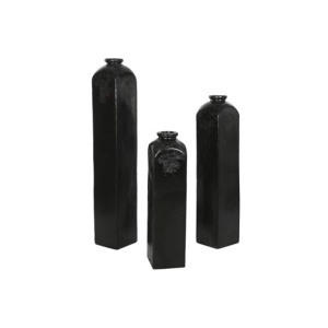 JARRON SET 3 TERRACOTA 22X22X120 VIDRIADA NEGRO