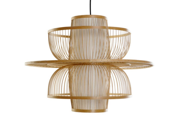 LAMPARA TECHO BAMBU 65X65X50 DOBLE NATURAL MARRON