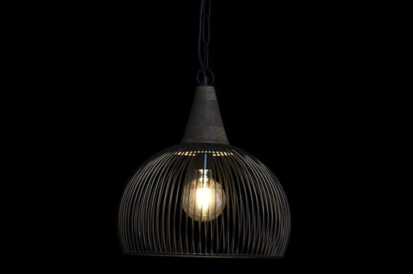 LAMPARA TECHO METAL MADERA 36X36X40 NEGRO - Imagen 2