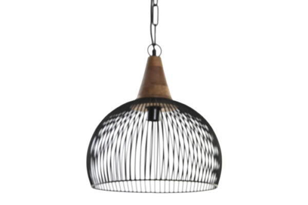 LAMPARA TECHO METAL MADERA 36X36X40 NEGRO