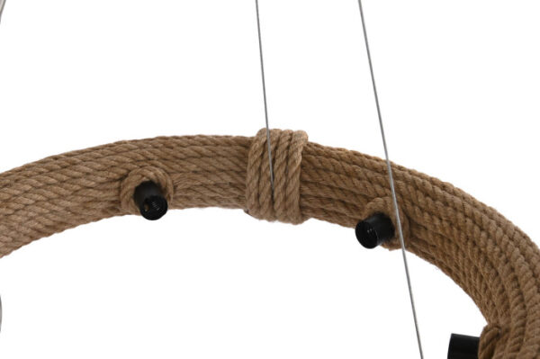 LAMPARA TECHO CUERDA 48X48X10 6 BOMBILLAS MARRON - Imagen 5