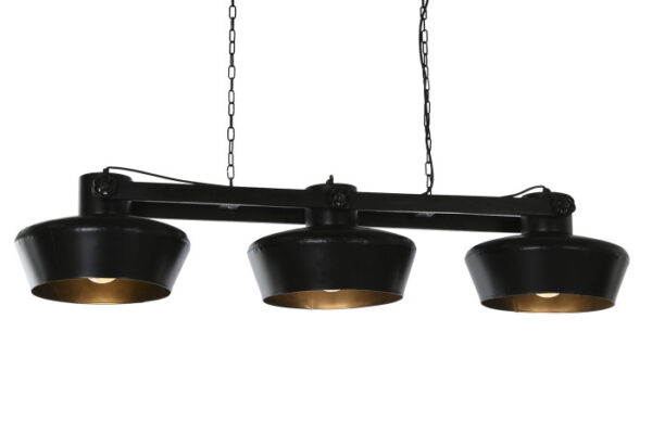 LAMPARA TECHO HIERRO MANGO 126X36X27 3 FOCOS NEGRO