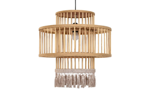 LAMPARA TECHO RATAN POLIESTER 45X45X46 FLECOS - Imagen 4