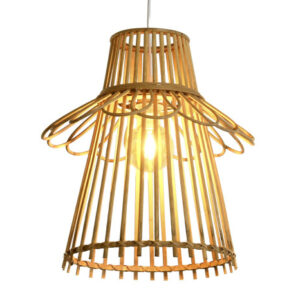 LAMPARA TECHO RATAN 40X40X46 NATURAL MARRON