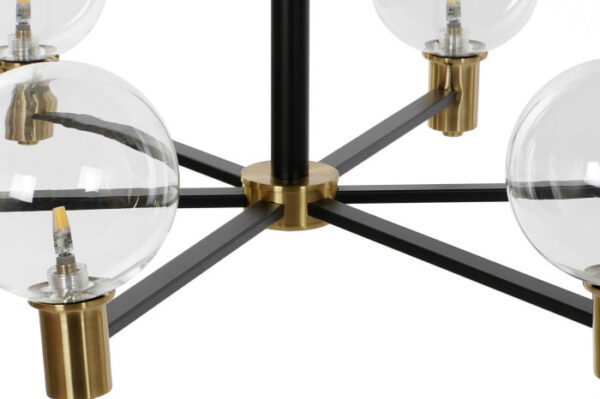 LAMPARA TECHO METAL CRISTAL 83X83X128 BOLAS NEGRO - Imagen 6