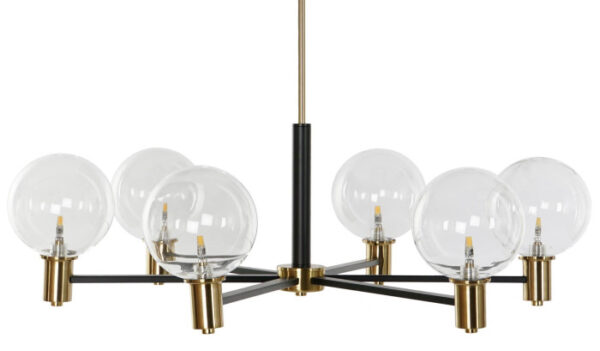 LAMPARA TECHO METAL CRISTAL 83X83X128 BOLAS NEGRO