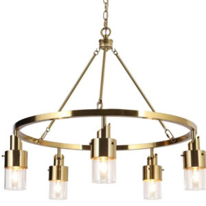 LAMPARA TECHO METAL CRISTAL 66X66X60 DORADO