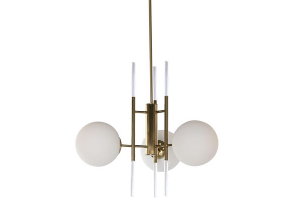 LAMPARA TECHO METAL CRISTAL 64X64X64 BOLAS DORADO - Imagen 6