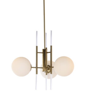 LAMPARA TECHO METAL CRISTAL 64X64X64 BOLAS DORADO