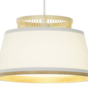 LAMPARA TECHO BAMBU POLIESTER 30X30X20 BLANCO