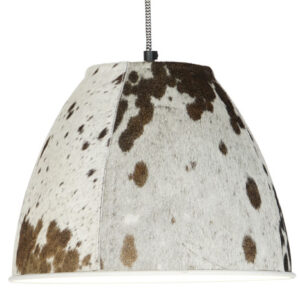 LAMPARA TECHO METAL PIEL 34X34X28 VACA