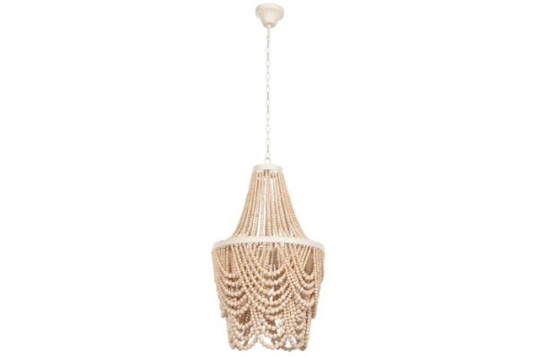LAMPARA TECHO MADERA METAL 40X40X70 BOLAS MARRON - Imagen 3