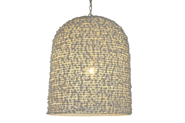 LAMPARA TECHO HIERRO MADERA 58X58X71 BLANCO