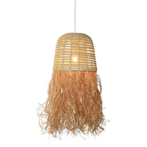 LAMPARA TECHO RATAN 30X30X60 HECHA A MANO NATURAL
