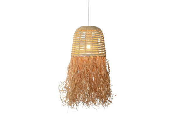 LAMPARA TECHO RATAN 30X30X60 HECHA A MANO NATURAL