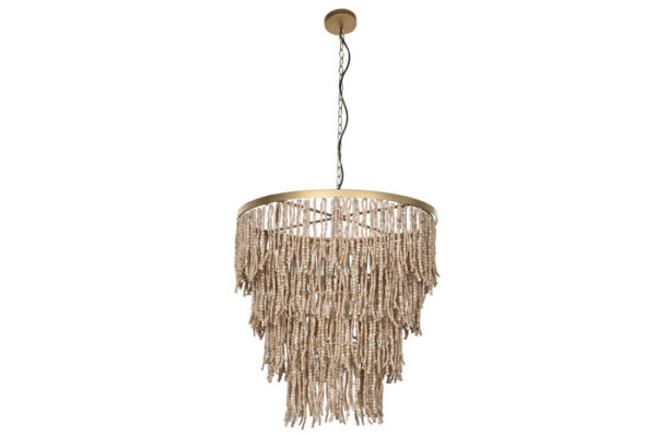 LAMPARA TECHO METAL MADERA 70X70X157 BOLAS NATURAL - Imagen 8
