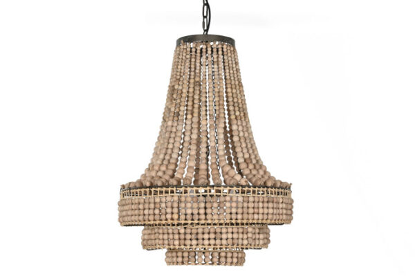 LAMPARA TECHO METAL MADERA 56,5X56,5X144 BOLAS - Imagen 2