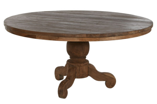 MESA COMEDOR TECA RECICLADA 160X160X78 PIE - Imagen 2