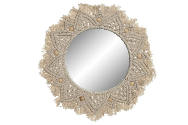 ESPEJO MACRAME CRISTAL 40X2X40 25CM BLANCO