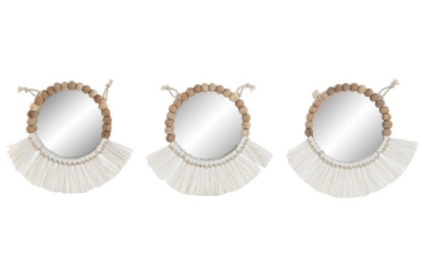 ESPEJO SET 3 ALGODON CRISTAL 20X1X20 FLECOS BLANC