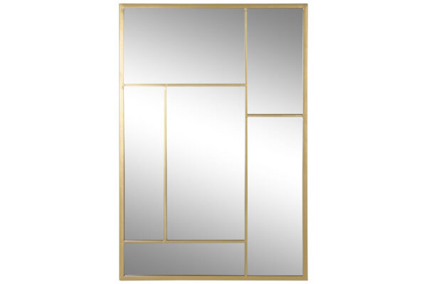 ESPEJO HIERRO CRISTAL 60X2X90 DORADO