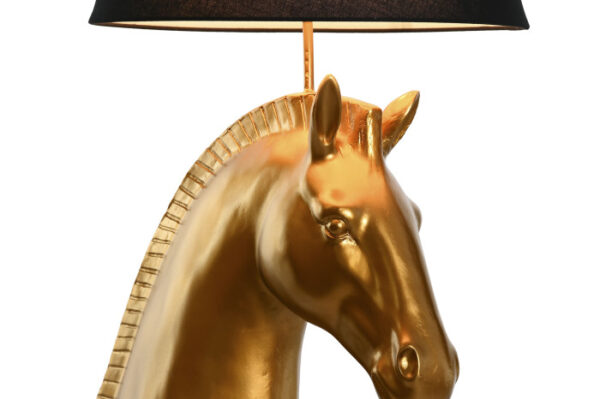 LAMPARA PIE RESINA 47X40X153 CABALLO DORADO - Imagen 2
