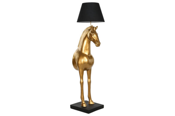 LAMPARA PIE RESINA 47X40X153 CABALLO DORADO - Imagen 3