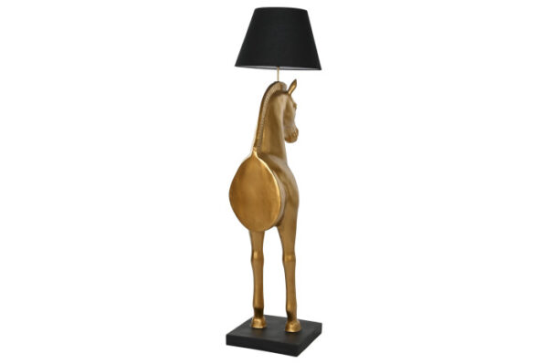 LAMPARA PIE RESINA 47X40X153 CABALLO DORADO - Imagen 4