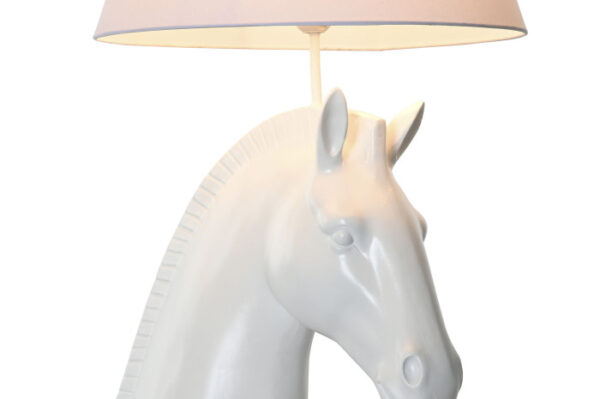 LAMPARA PIE RESINA 47X40X153 CABALLO BLANCO - Imagen 2