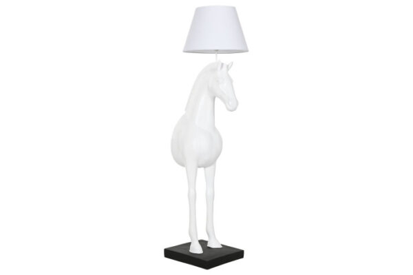 LAMPARA PIE RESINA 47X40X153 CABALLO BLANCO - Imagen 3