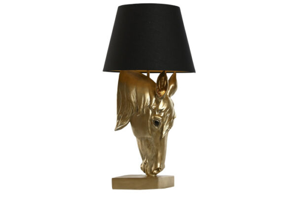 LAMPARA SOBREMESA RESINA 30X30X59 CABALLO DORADO