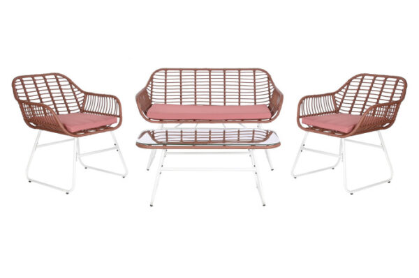 SOFA SET 4 RATAN SINTETICO 124X74X84 CON COJINES - Imagen 3