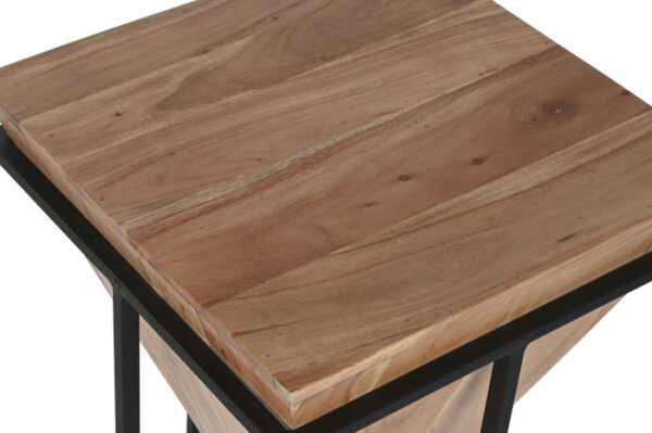 MESITA AUXILIAR ACACIA METAL 41X41X67 MARRON - Imagen 3