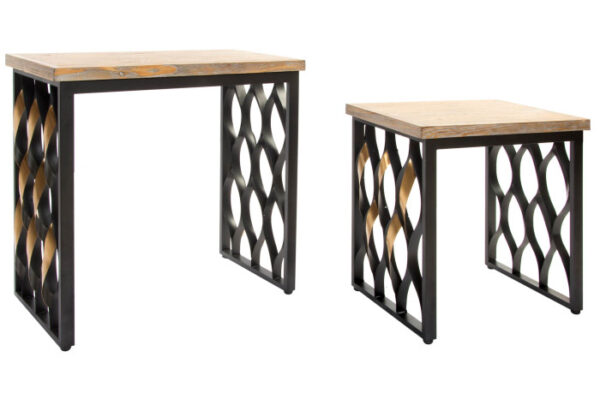 MESITA AUXILIAR SET 2 MADERA 64X34X65 INDUSTRIAL - Imagen 2