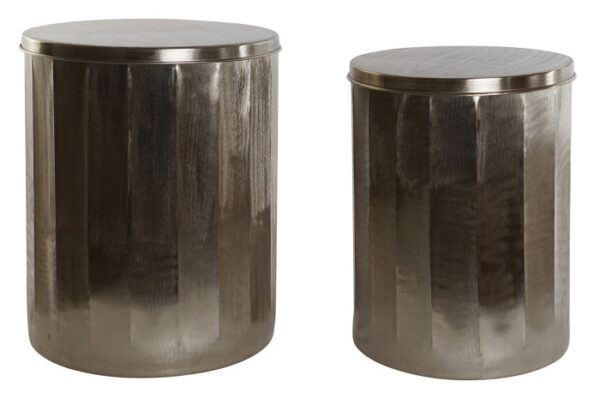 MESITA AUXILIAR SET 2 METAL 42X42X52 TAPA DORADO