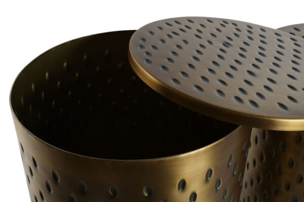 MESITA AUXILIAR SET 2 METAL 43X43X54 TAPA DORADO - Imagen 3