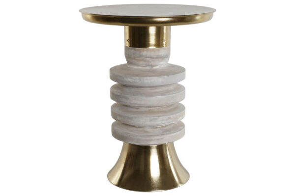 MESITA AUXILIAR METAL MADERA 41X41X53 DORADO