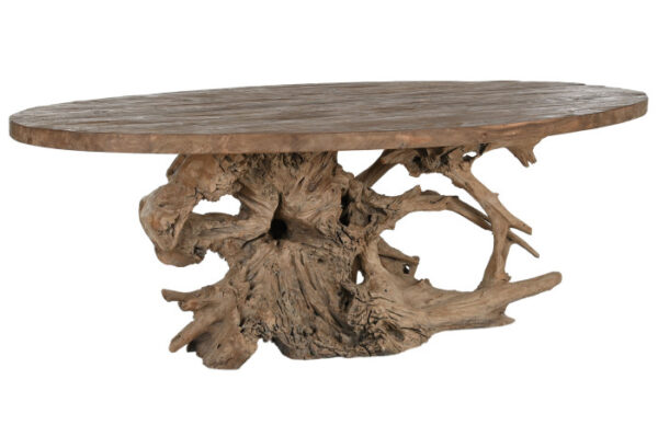 MESA COMEDOR TECA 240X120X78 BASE RAIZ TECA - Imagen 3