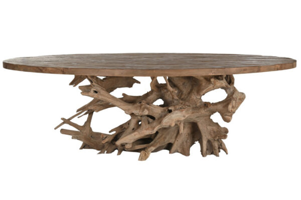 MESA COMEDOR TECA 240X120X78 BASE RAIZ TECA