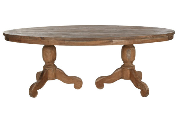 MESA COMEDOR TECA 220X110X78 DOBLE SOPORTE NATURAL