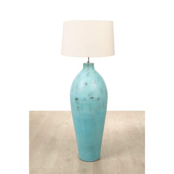 LAMPARA DE SUELO CERAMICA TURQUESA C/PANTAL