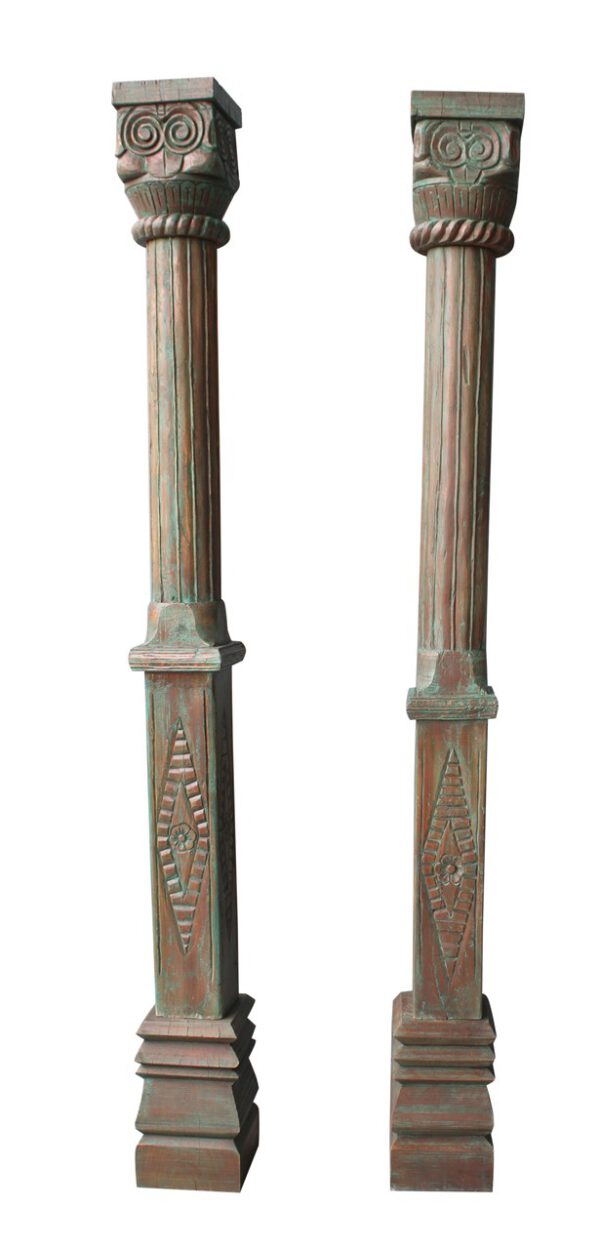 SET 2 COLUMNAS MADERA RECICLADA  22x22x215 cms - Imagen 2