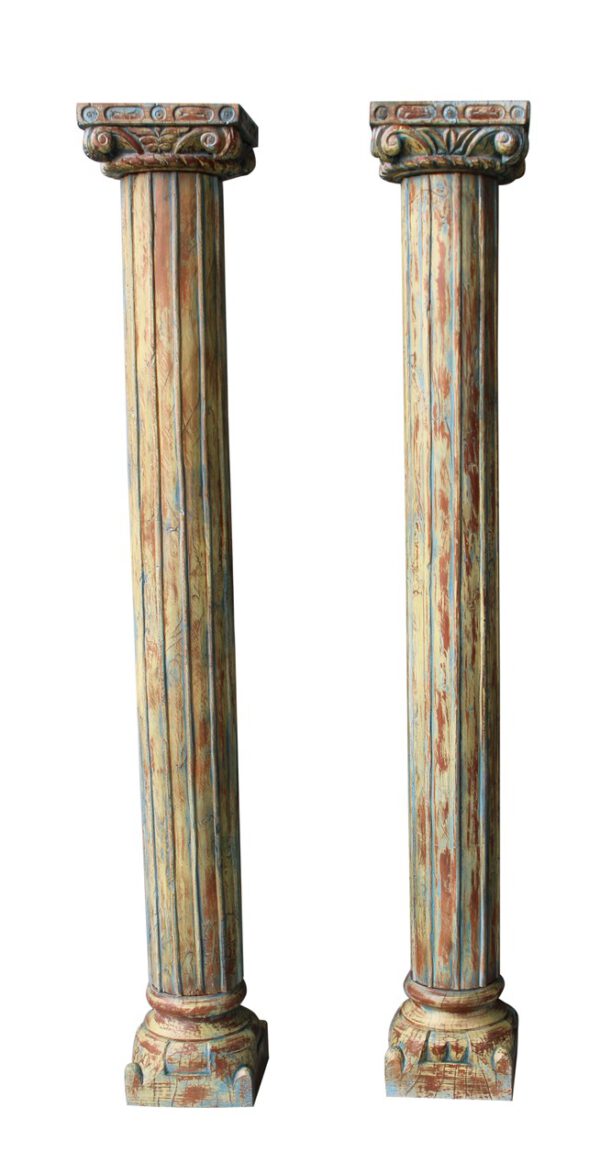 SET 2 COLUMNAS MADERA RECICLADA  28x28x201 cms - Imagen 2