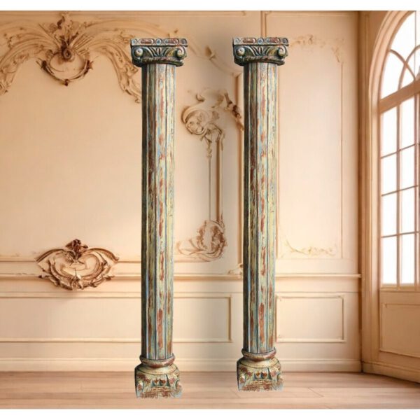 SET 2 COLUMNAS MADERA RECICLADA  28x28x201 cms