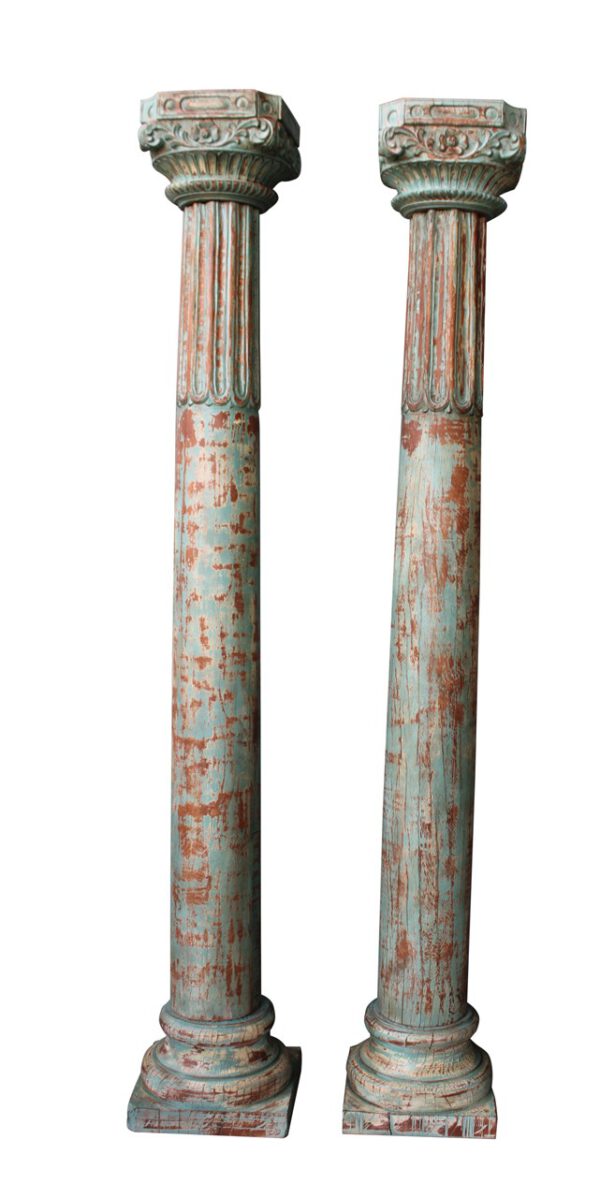 SET 2 COLUMNAS MADERA RECICLADA  33x33x250 cms - Imagen 2