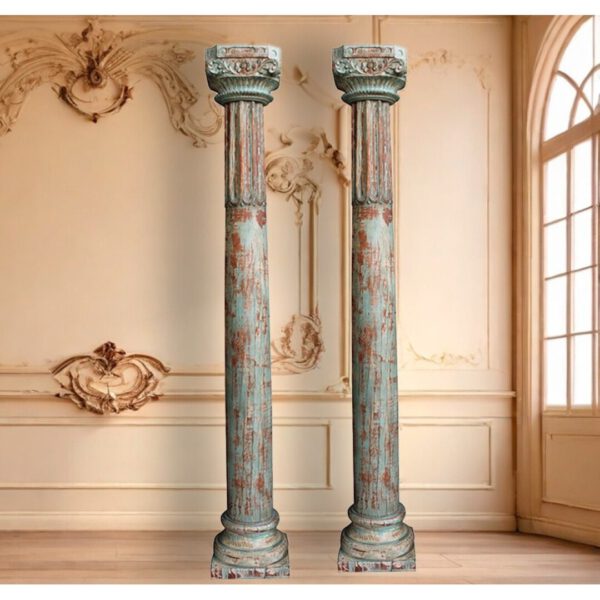 SET 2 COLUMNAS MADERA RECICLADA  33x33x250 cms